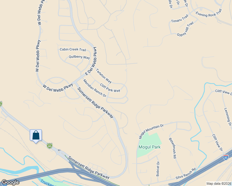 map of restaurants, bars, coffee shops, grocery stores, and more near 1165 Cliff Park Way in Reno