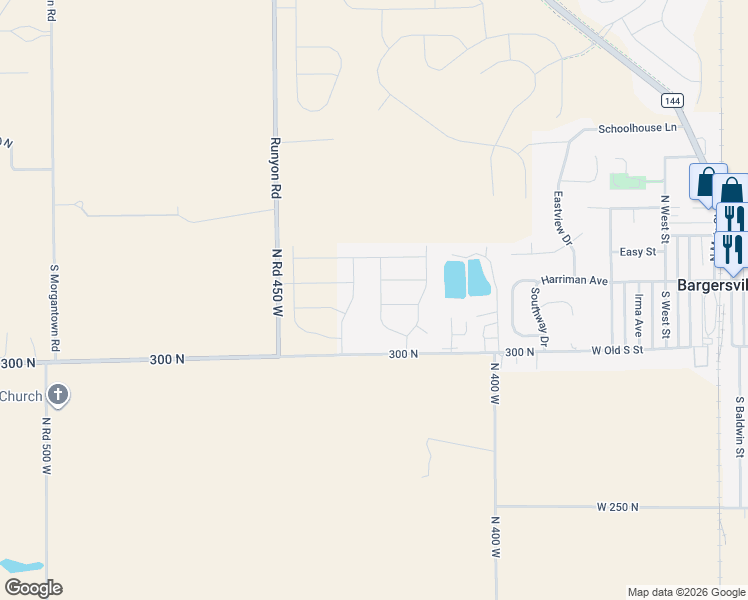 map of restaurants, bars, coffee shops, grocery stores, and more near 38 S Burkhart Dr in Bargersville