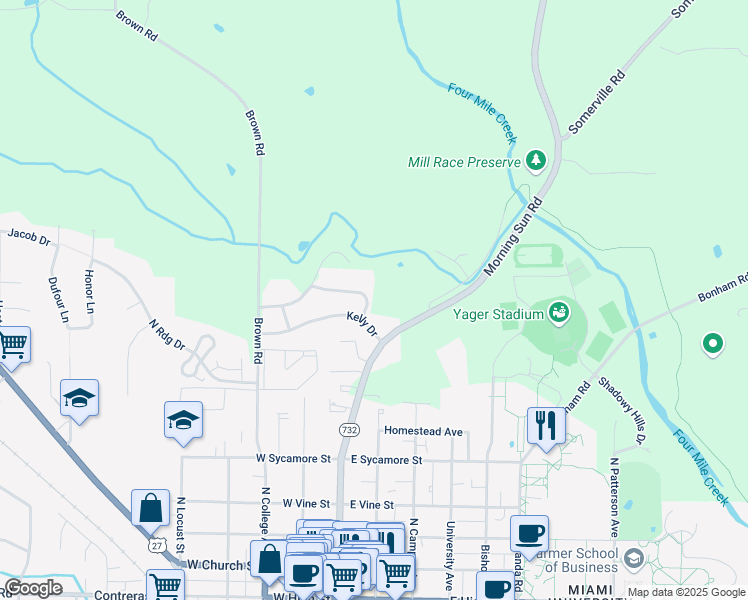 map of restaurants, bars, coffee shops, grocery stores, and more near 19 Christopher Drive in Oxford