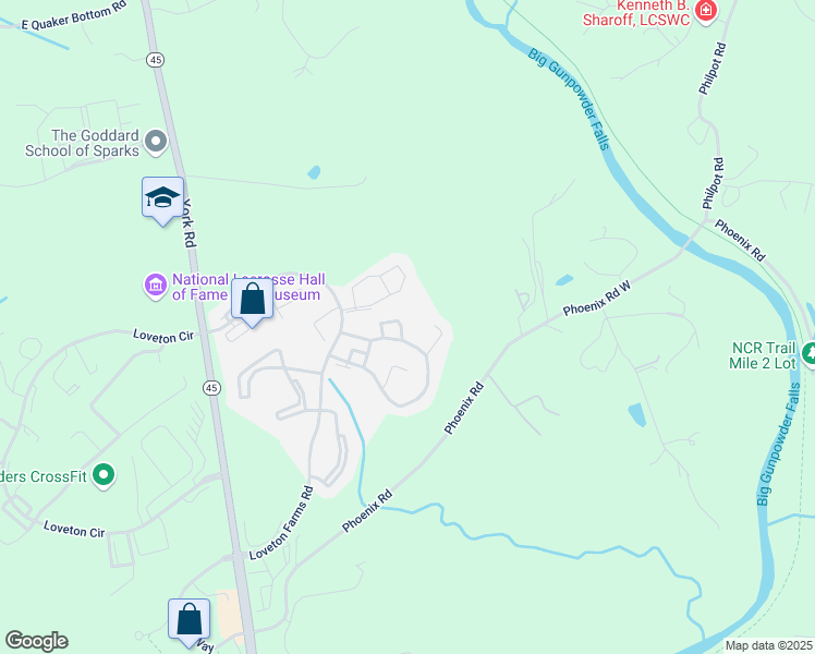 map of restaurants, bars, coffee shops, grocery stores, and more near 44 English Run Turn in Sparks Glencoe