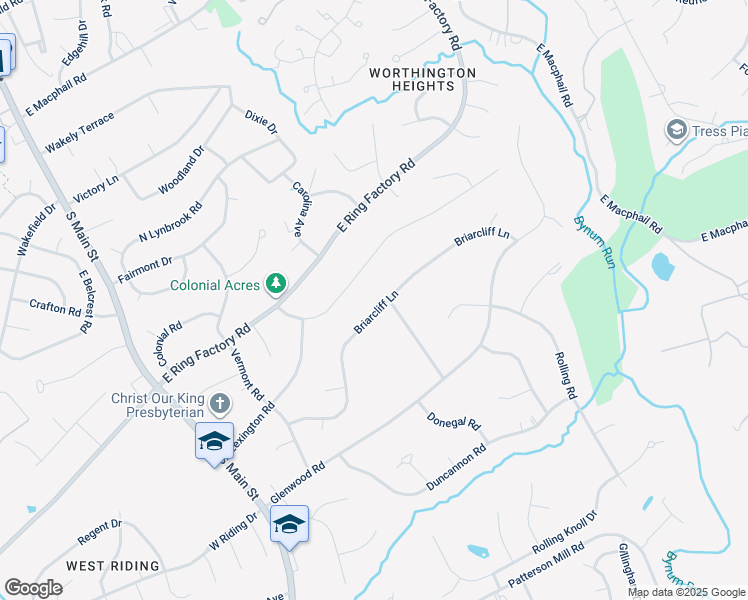 map of restaurants, bars, coffee shops, grocery stores, and more near 130 Briarcliff Lane in Bel Air