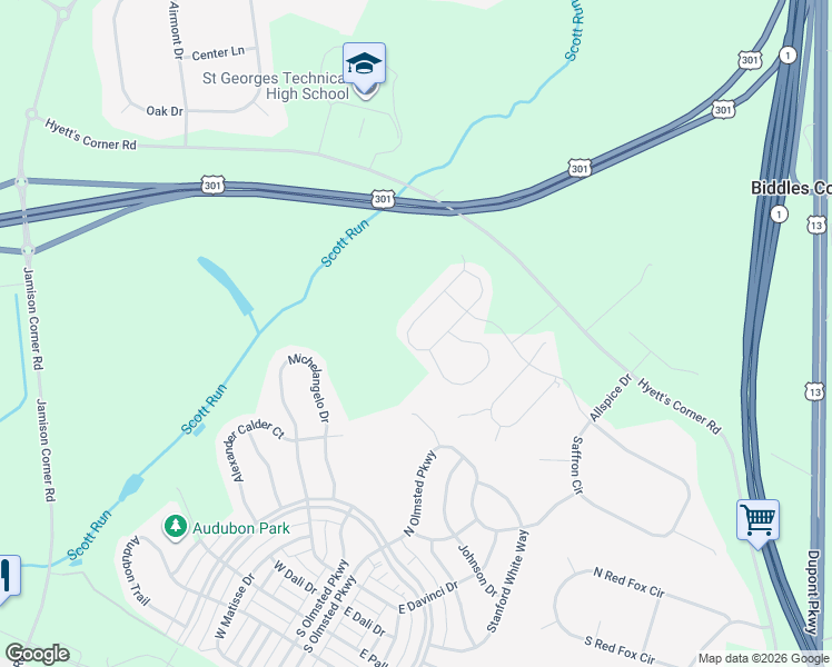 map of restaurants, bars, coffee shops, grocery stores, and more near 870 Lissicasey Loop in Middletown