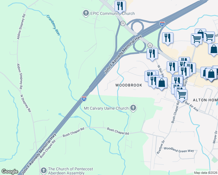 map of restaurants, bars, coffee shops, grocery stores, and more near 324 Northeast Road in Aberdeen