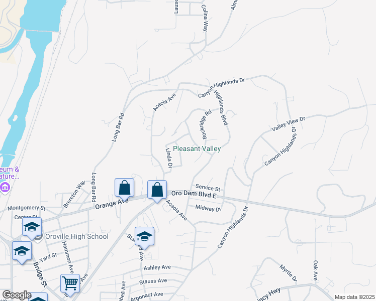 map of restaurants, bars, coffee shops, grocery stores, and more near 6 Coventry Court in Oroville