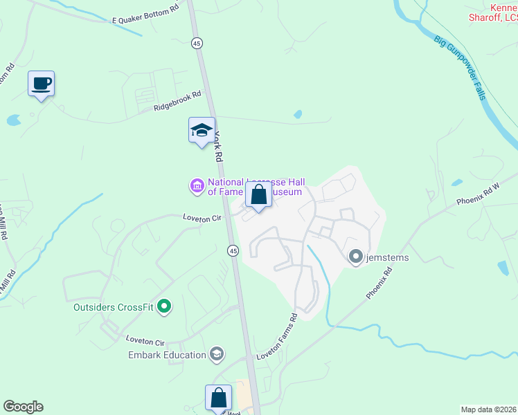 map of restaurants, bars, coffee shops, grocery stores, and more near 7 Cross Falls Circle in Sparks Glencoe