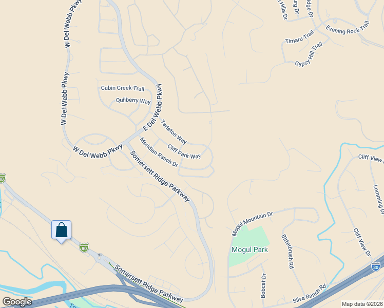 map of restaurants, bars, coffee shops, grocery stores, and more near 1165 Cliff Park Way in Reno