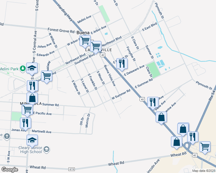 map of restaurants, bars, coffee shops, grocery stores, and more near 205 West Delaware Avenue in Landisville