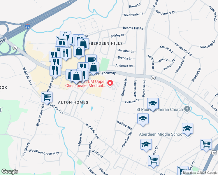 map of restaurants, bars, coffee shops, grocery stores, and more near 660 McHenry Road in Aberdeen