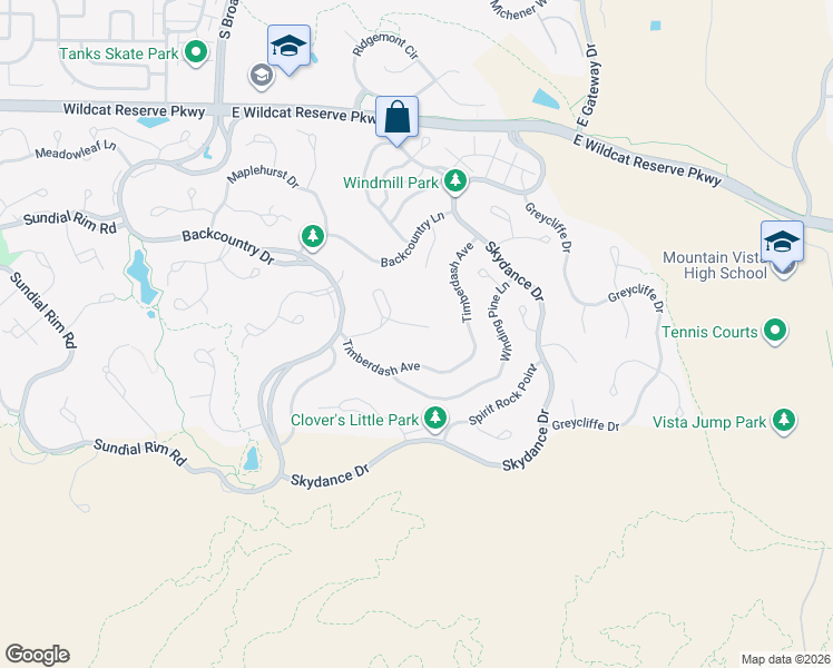map of restaurants, bars, coffee shops, grocery stores, and more near 10795 Timberdash Avenue in Highlands Ranch