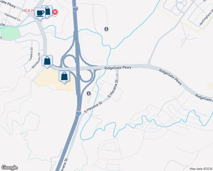 map of restaurants, bars, coffee shops, grocery stores, and more near 10822 South Havana Street in Lone Tree
