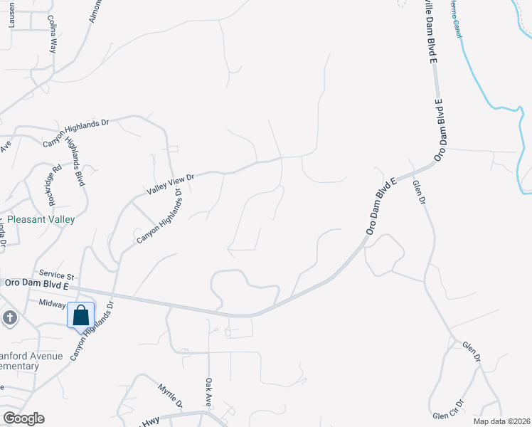 map of restaurants, bars, coffee shops, grocery stores, and more near 3 Lemon Hill Court in Oroville