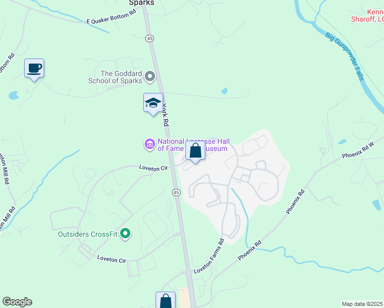 map of restaurants, bars, coffee shops, grocery stores, and more near 3 Glen Falls Path in Sparks Glencoe