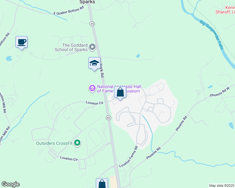 map of restaurants, bars, coffee shops, grocery stores, and more near 6 Cross Falls Way in Sparks Glencoe