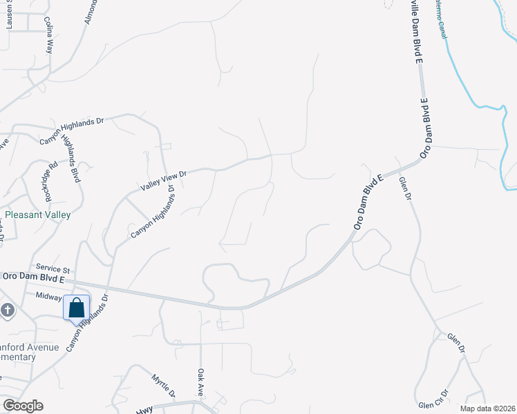 map of restaurants, bars, coffee shops, grocery stores, and more near 3 Lemon Hill Court in Oroville