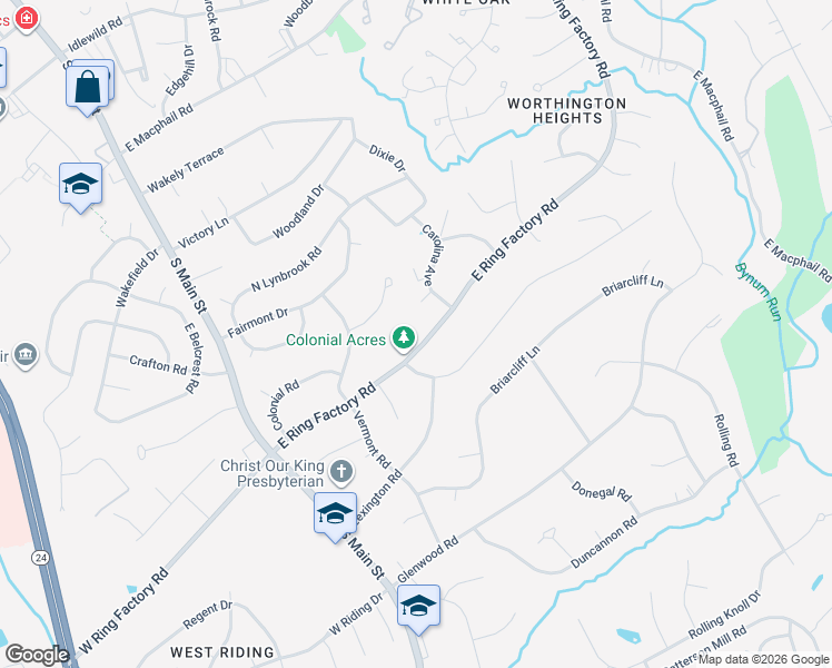 map of restaurants, bars, coffee shops, grocery stores, and more near 208 East Ring Factory Road in Bel Air