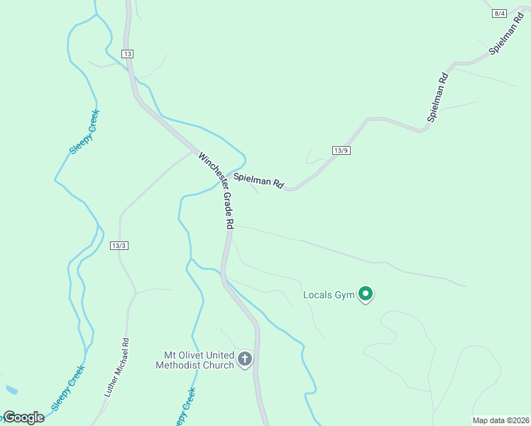 map of restaurants, bars, coffee shops, grocery stores, and more near 6201 Winchester Grade Road in Berkeley Springs