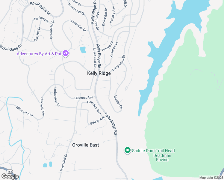 map of restaurants, bars, coffee shops, grocery stores, and more near 51 Apache Circle in Oroville
