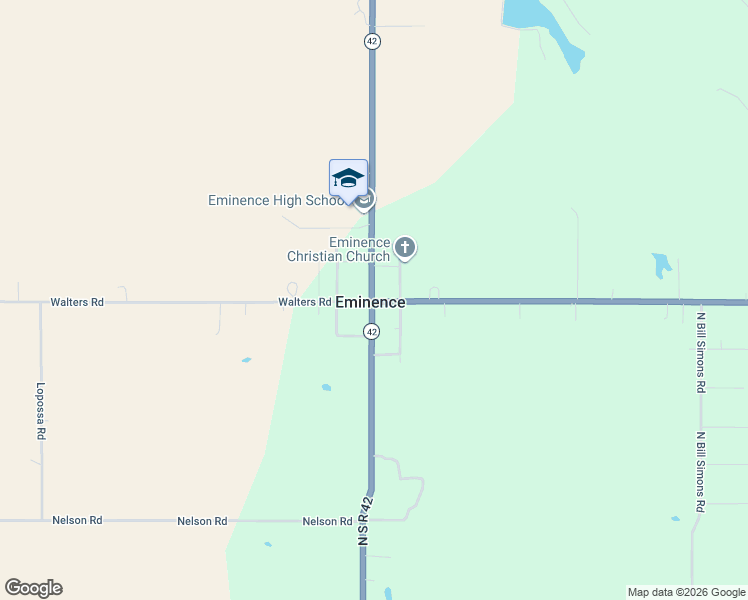 map of restaurants, bars, coffee shops, grocery stores, and more near in Eminence