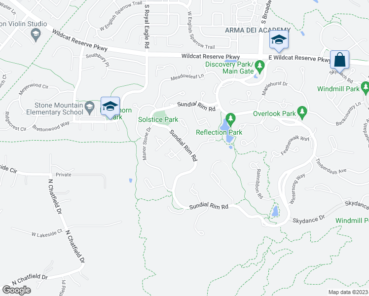 map of restaurants, bars, coffee shops, grocery stores, and more near 10695 Sundial Rim Road in Littleton