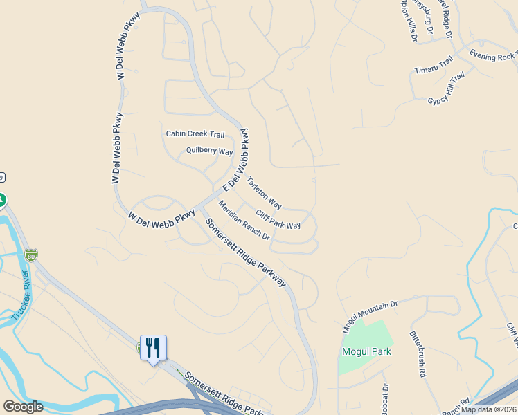 map of restaurants, bars, coffee shops, grocery stores, and more near 1295 Tarleton Way in Reno