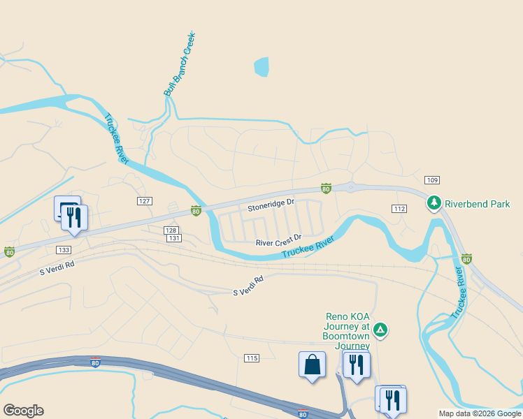 map of restaurants, bars, coffee shops, grocery stores, and more near 1955 Stoneridge Drive in Reno
