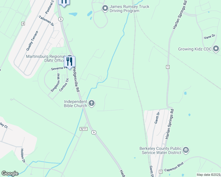 map of restaurants, bars, coffee shops, grocery stores, and more near 170 Aldrin Lane in Martinsburg