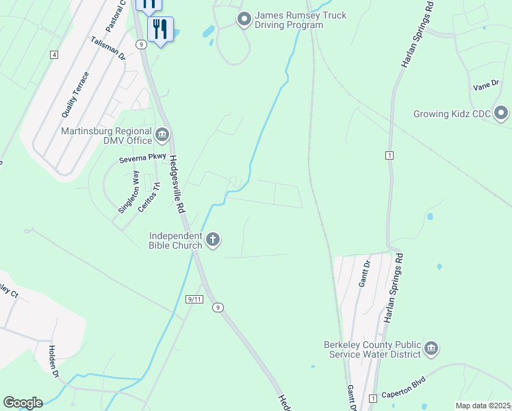 map of restaurants, bars, coffee shops, grocery stores, and more near 170 Aldrin Lane in Martinsburg