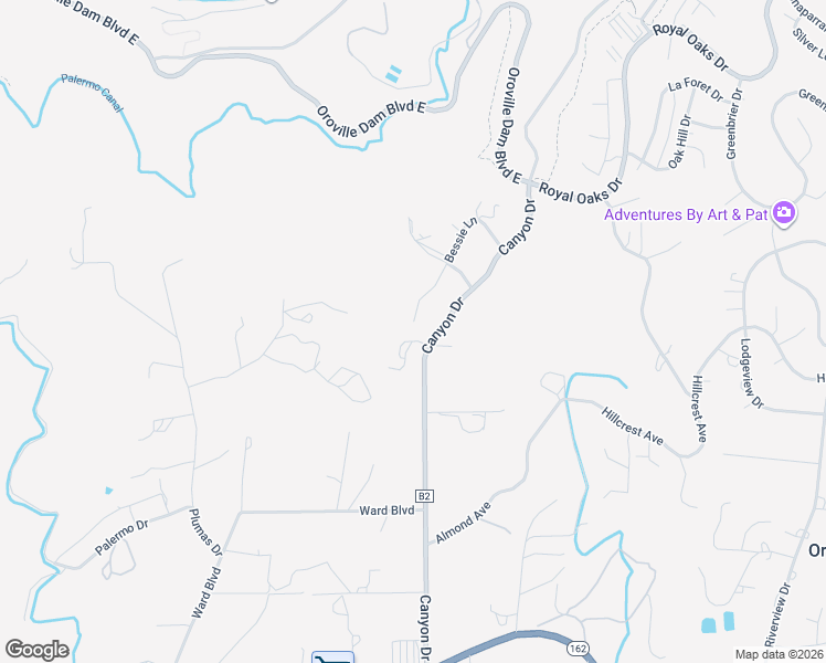 map of restaurants, bars, coffee shops, grocery stores, and more near 115 Bessie Lane in Oroville
