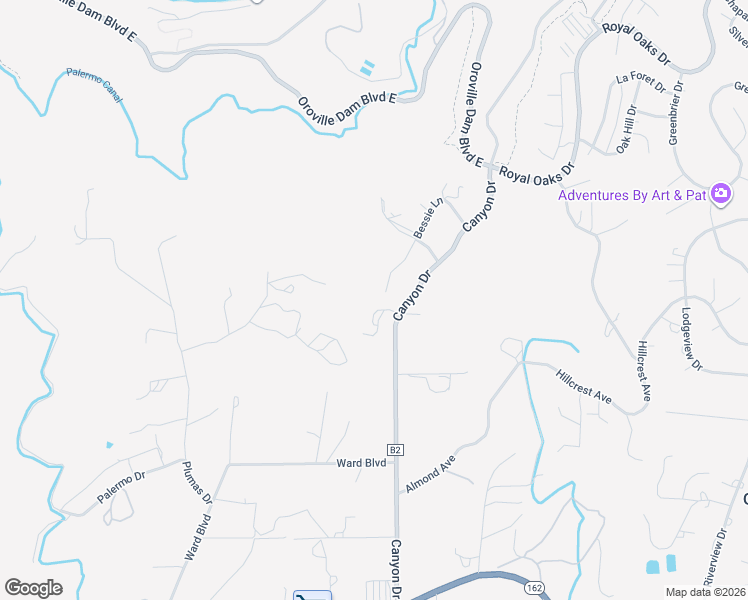 map of restaurants, bars, coffee shops, grocery stores, and more near 115 Bessie Lane in Oroville