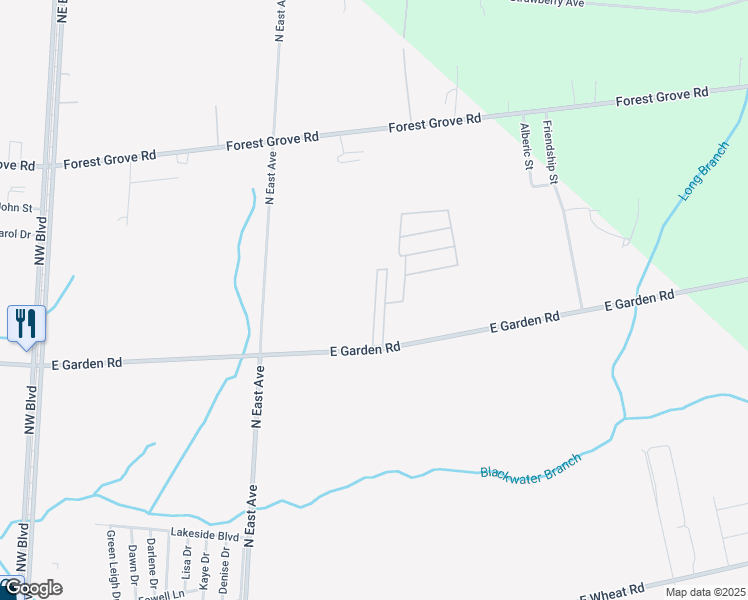 map of restaurants, bars, coffee shops, grocery stores, and more near 46 Senior Drive in Vineland