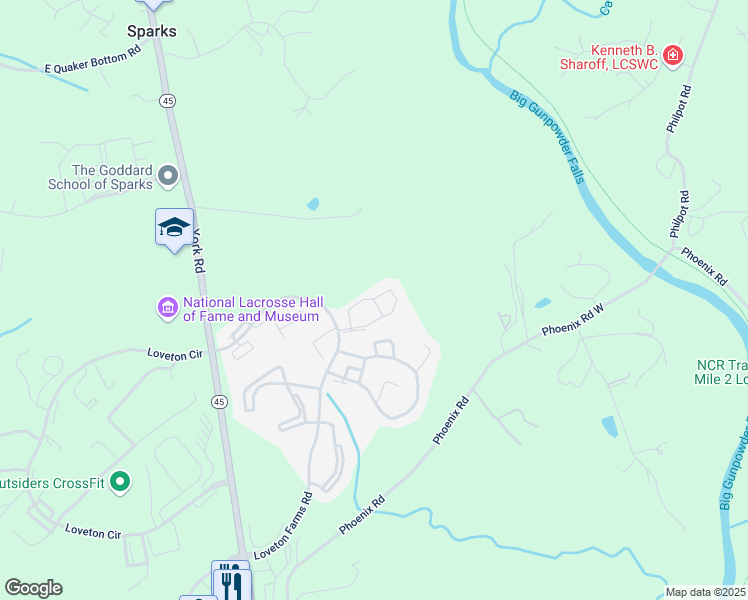 map of restaurants, bars, coffee shops, grocery stores, and more near Far Corners Loop in Sparks Glencoe