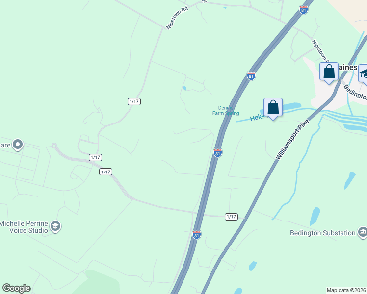 map of restaurants, bars, coffee shops, grocery stores, and more near 89 Basket Drive in Martinsburg