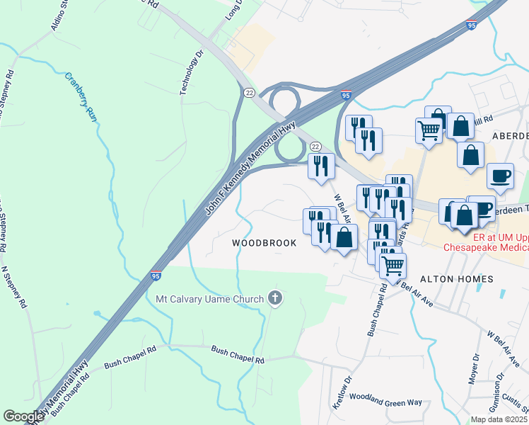 map of restaurants, bars, coffee shops, grocery stores, and more near 305 Stevens Circle in Aberdeen