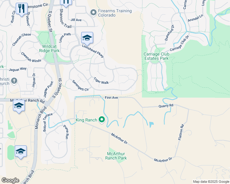 map of restaurants, bars, coffee shops, grocery stores, and more near 7081 Lionshead Parkway in Lone Tree