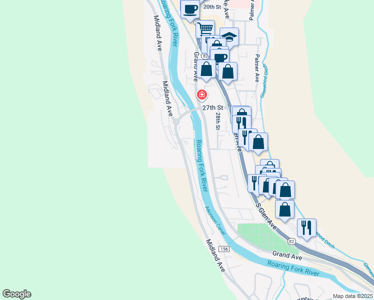 map of restaurants, bars, coffee shops, grocery stores, and more near 773 County Road 117 in Glenwood Springs