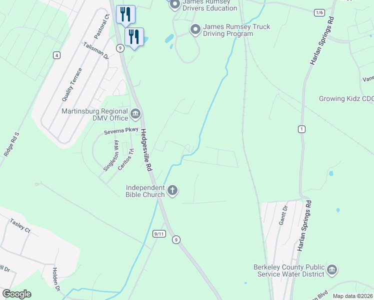 map of restaurants, bars, coffee shops, grocery stores, and more near in Martinsburg