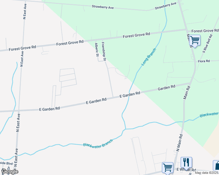 map of restaurants, bars, coffee shops, grocery stores, and more near 2596 Friendship Street in Vineland