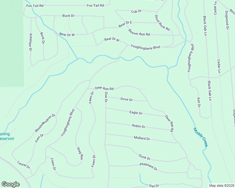 map of restaurants, bars, coffee shops, grocery stores, and more near 52 Deer Run Road in Oakland