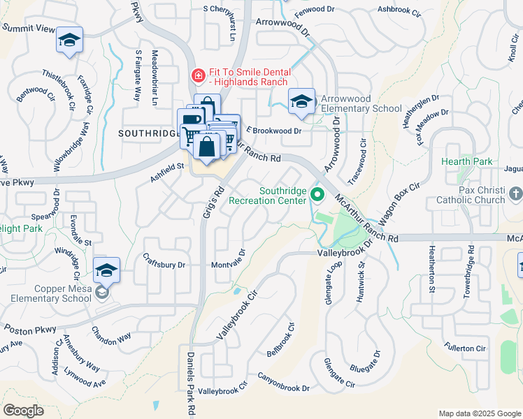 map of restaurants, bars, coffee shops, grocery stores, and more near 10588 Wynspire Way in Littleton
