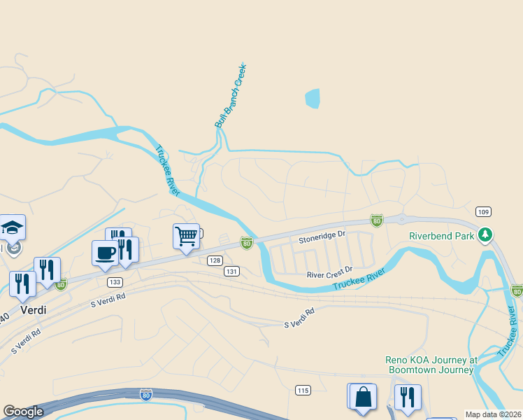 map of restaurants, bars, coffee shops, grocery stores, and more near 8383 Fenhollow Drive in Reno