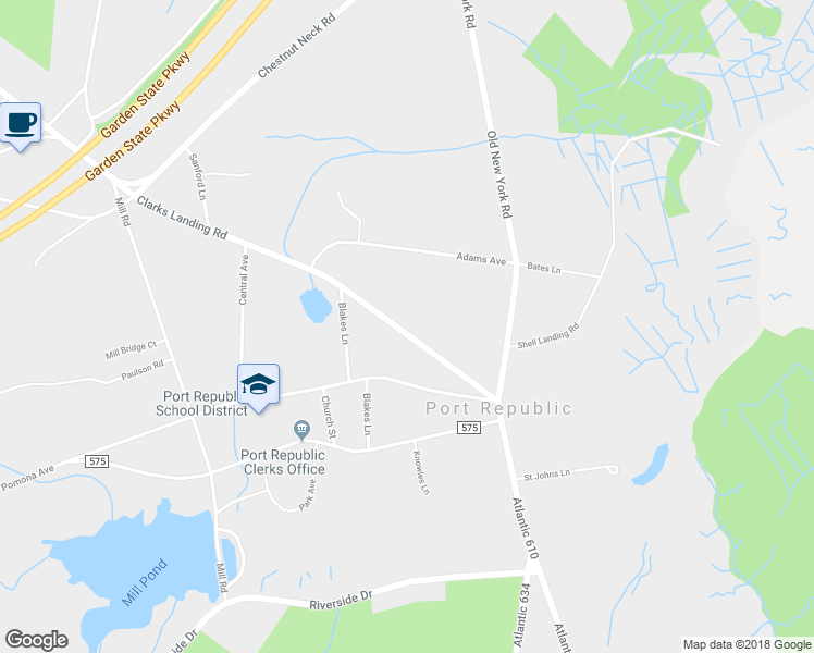 map of restaurants, bars, coffee shops, grocery stores, and more near 46 Clarks Landing Road in Port Republic