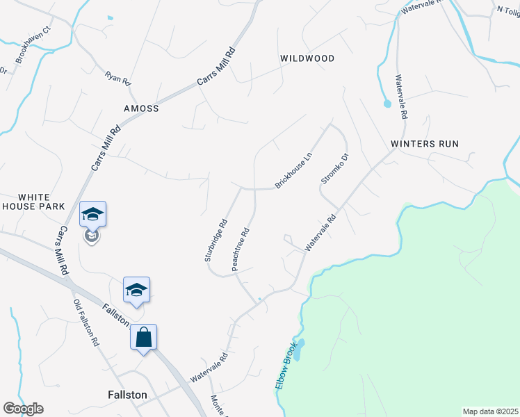 map of restaurants, bars, coffee shops, grocery stores, and more near 1117 Peachtree Road in Fallston