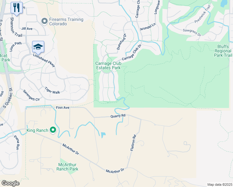 map of restaurants, bars, coffee shops, grocery stores, and more near 10618 Dacre Place in Lone Tree