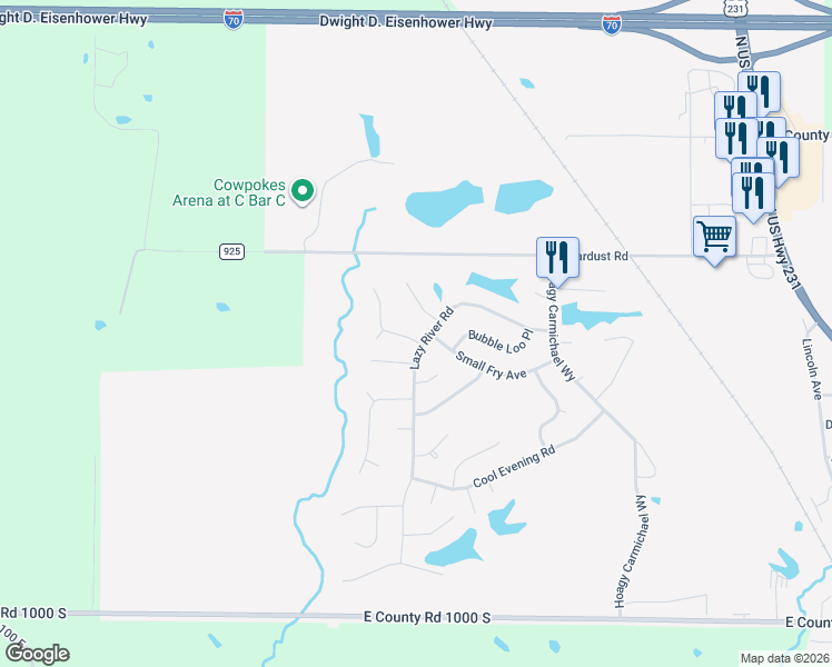 map of restaurants, bars, coffee shops, grocery stores, and more near 258 Ole Rocking Chair Way in Cloverdale