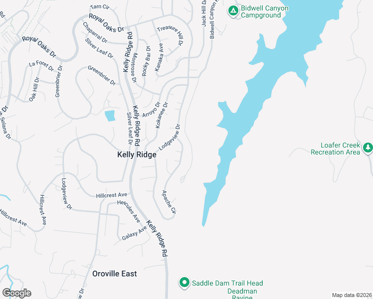map of restaurants, bars, coffee shops, grocery stores, and more near 272 Apache Circle in Oroville
