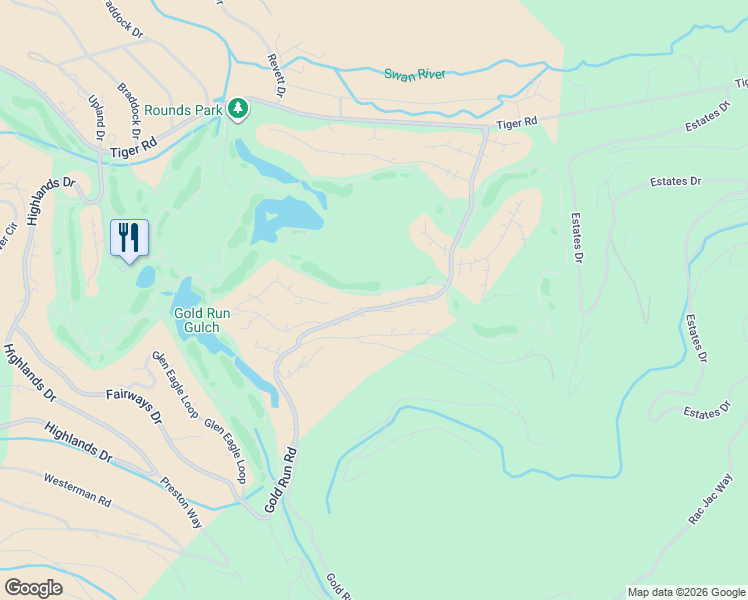 map of restaurants, bars, coffee shops, grocery stores, and more near 550 Gold Run Road in Silverthorne