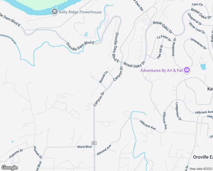 map of restaurants, bars, coffee shops, grocery stores, and more near 335 Canyon Drive in Oroville