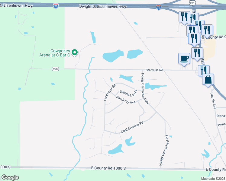 map of restaurants, bars, coffee shops, grocery stores, and more near 280 Lazy River Road in Cloverdale