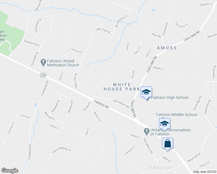 map of restaurants, bars, coffee shops, grocery stores, and more near 1318 Murgatroyd Road in Fallston