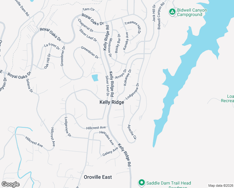 map of restaurants, bars, coffee shops, grocery stores, and more near 5 Coho Court in Oroville